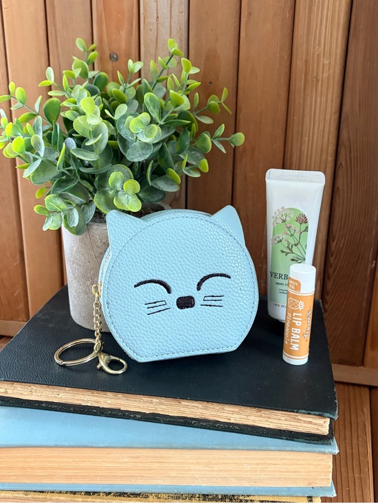 Other - Blue Kitty Coin Purse Keychain, Mini Pouch with Lip Balm and Verbena Hand Lotion